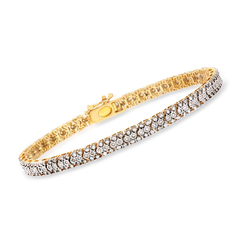1.00 ct. t.w. Diamond Bracelet in 18kt Gold Over Sterling image number 0
