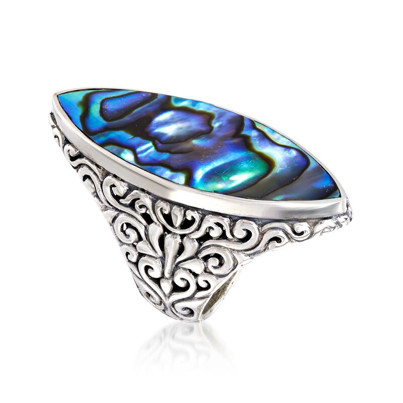 Abalone Shell Bali-Style Ring in Sterling Silver image number 2