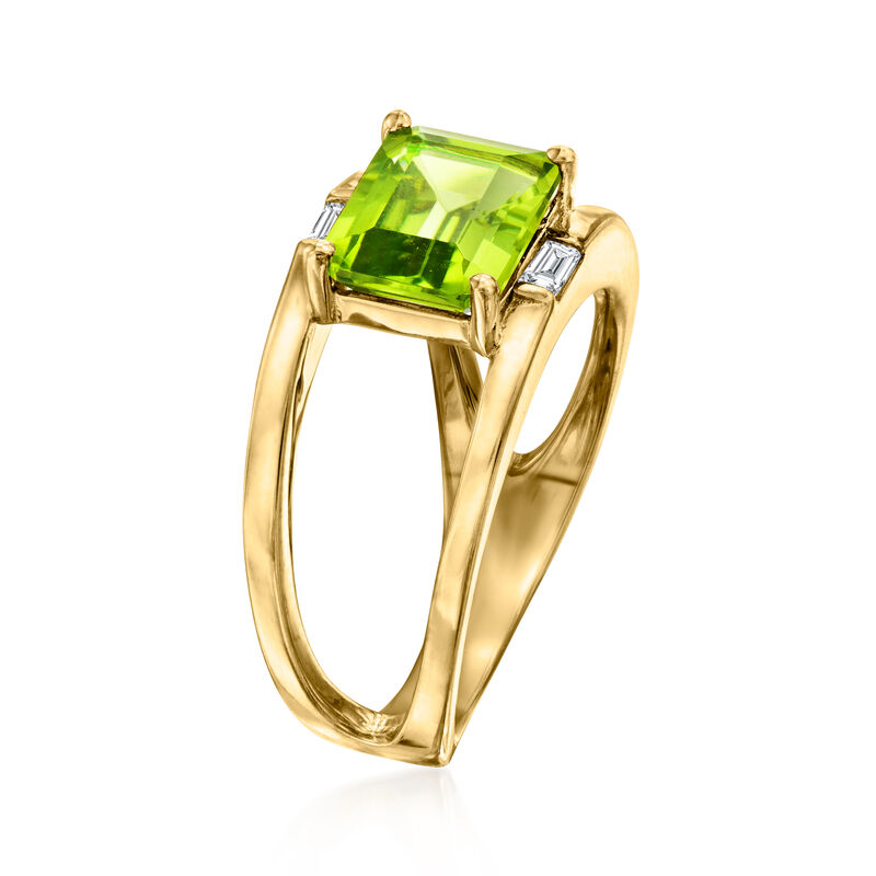 2.60 Carat Peridot Open-Space Ring with .10 ct. t.w. White Topaz in 18kt Gold Over Sterling image number 2