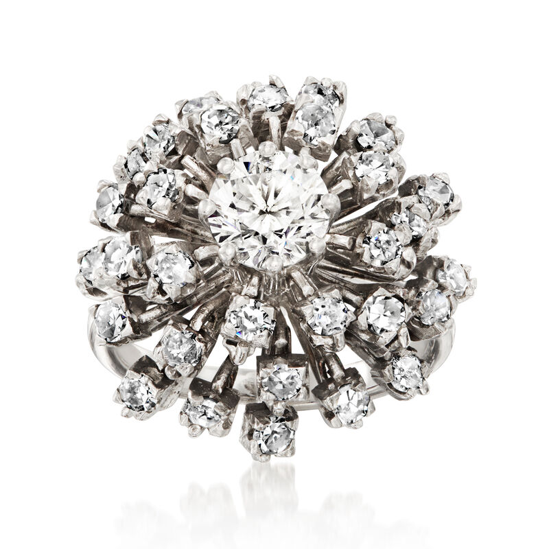C. 1970 Vintage 2.11 ct. t.w. Diamond Cluster Ring in 18kt White Gold. Size 5.25 image number 0