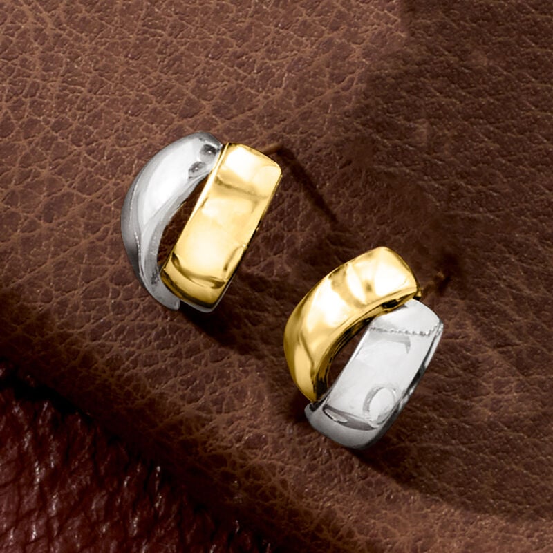 14kt Two-Tone Gold Curved Earrings image number 4