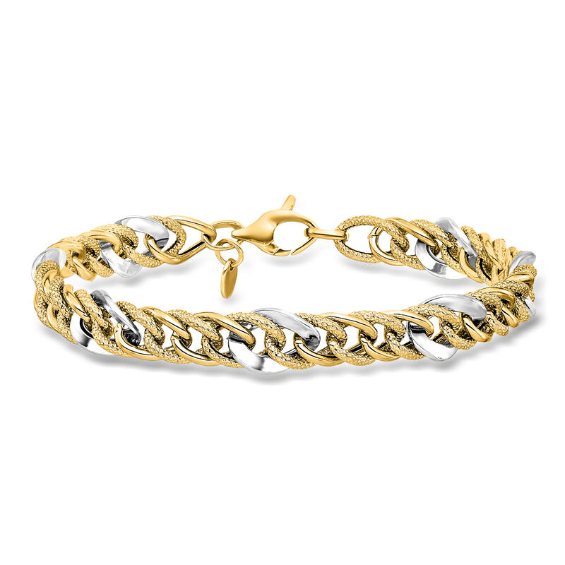 Italian 14kt Two-Tone Gold Curb-Link Bracelet. 7.5" image number 0