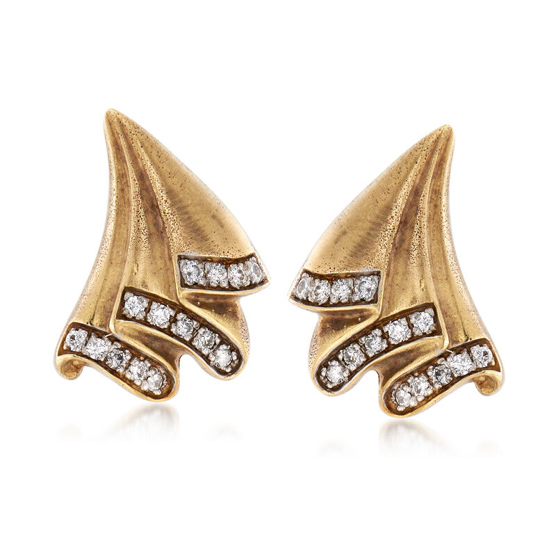 C. 1970 Vintage .84 ct. t.w. Diamond Fan Earrings in 14kt Yellow Gold image number 0