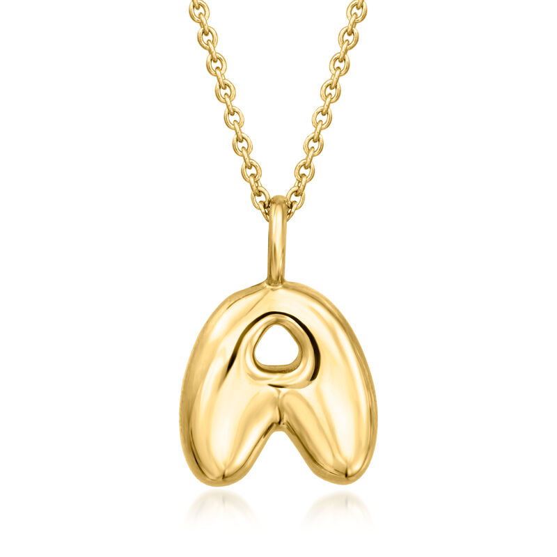 A - 18kt Gold Vermeil Bubble Initial Pendant Necklace. 16"   image number 0