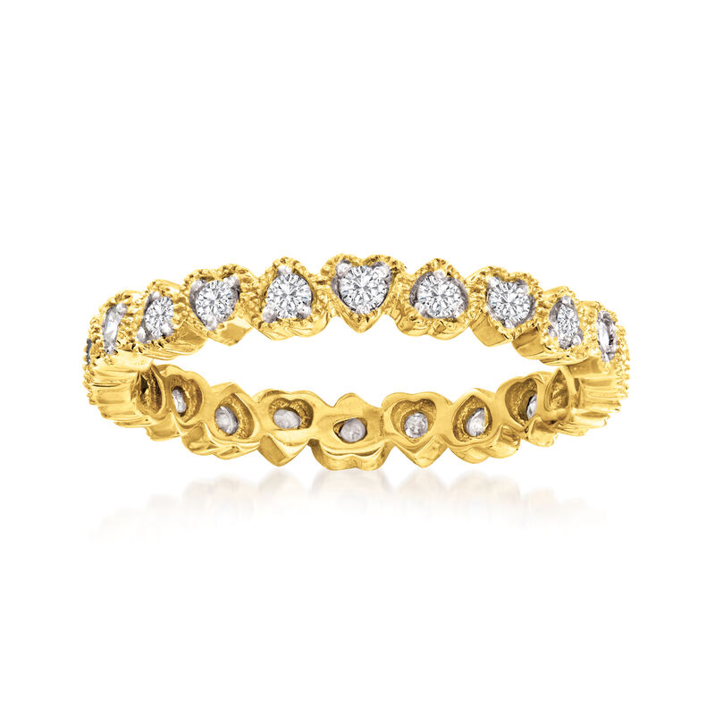 .50 ct. t.w. Diamond Heart Eternity Band in 18kt Gold Over Sterling. Size 7 image number 0