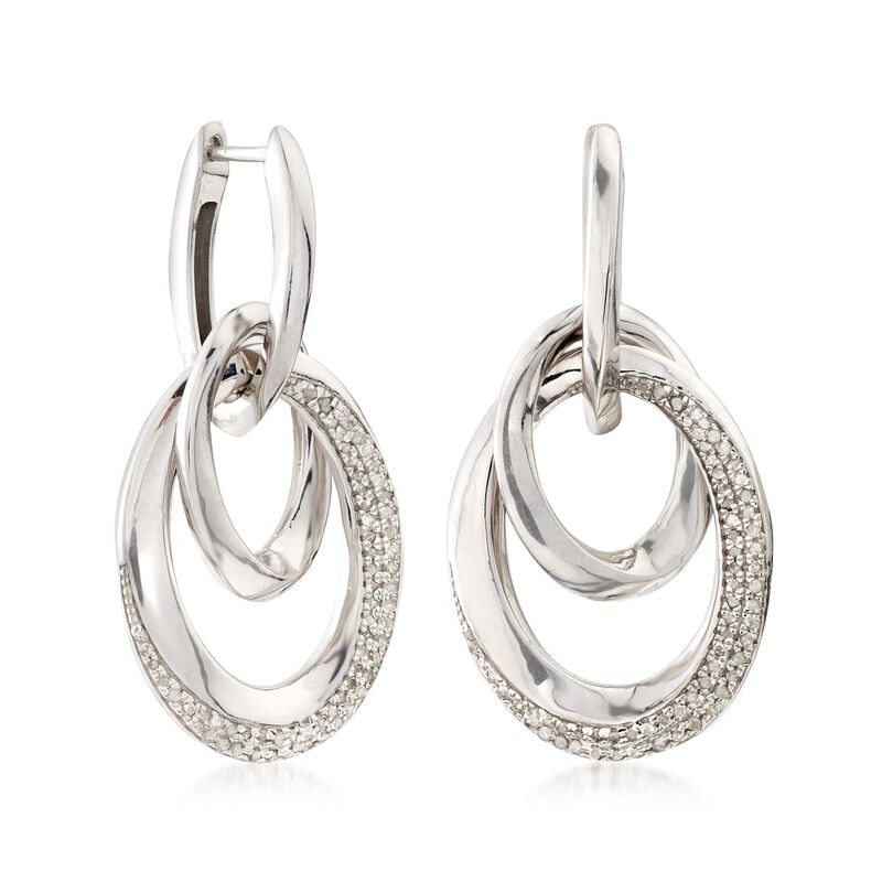 .50 ct. t.w. Diamond Twisted Doorknocker Link Earrings in Sterling Silver image number 2