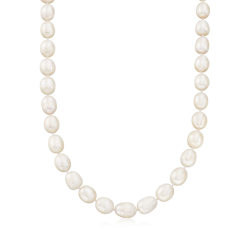 8.5-9.5mm Cultured Pearl Jewelry Set: Necklace and Drop Earrings in Sterling Silver image number 2