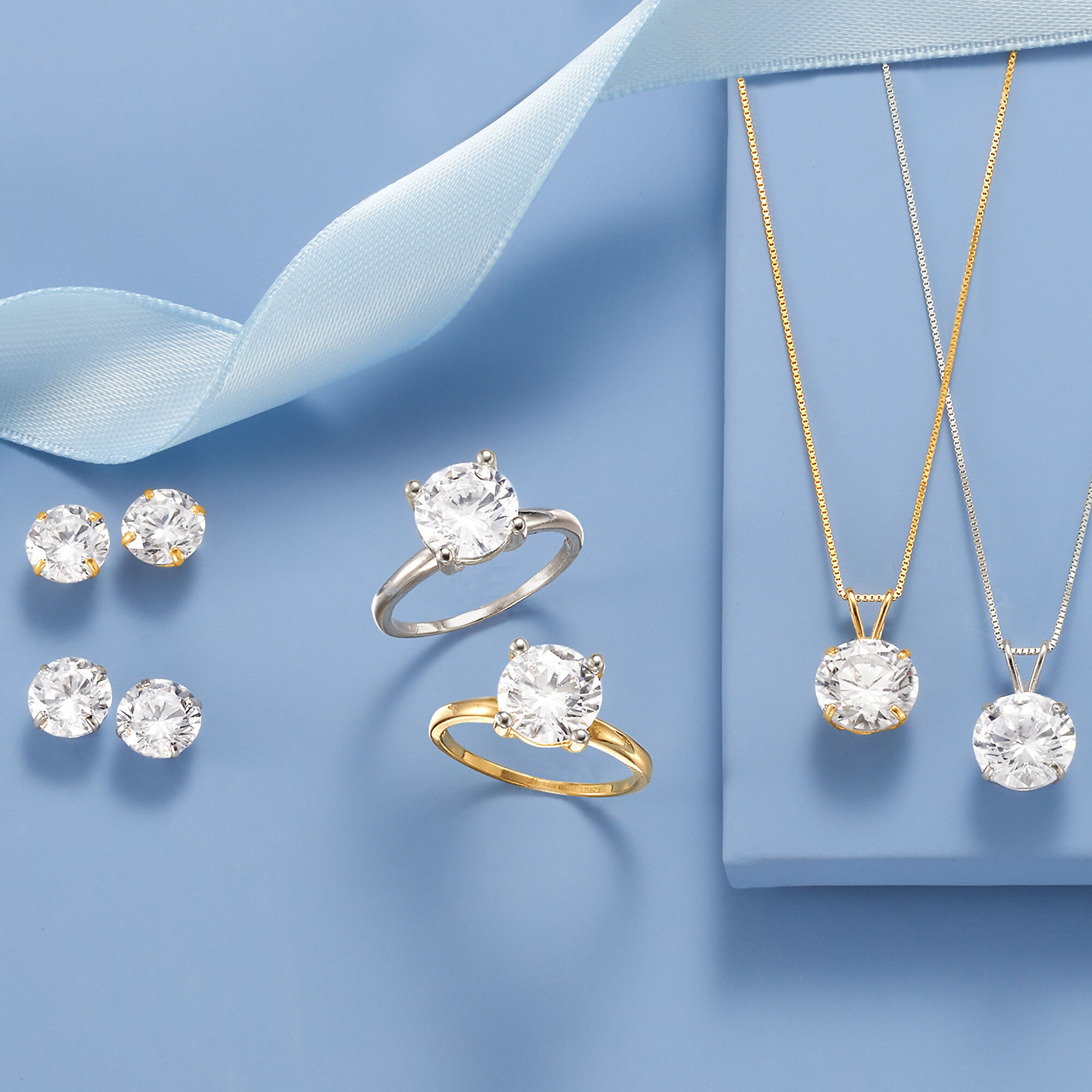 2.50 Carat CZ Solitaire Necklace in 14kt Yellow Gold