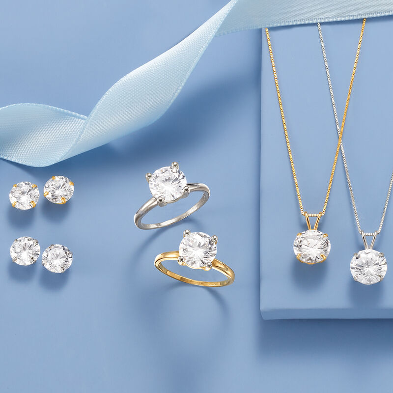 2.50 Carat CZ Solitaire Necklace in 14kt Yellow Gold image number 3