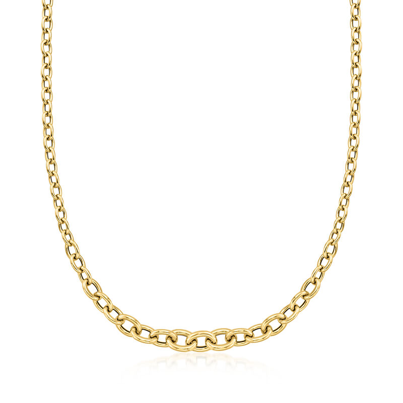 Italian 18kt Yellow Gold Graduated Cable-Link Necklace image number 0