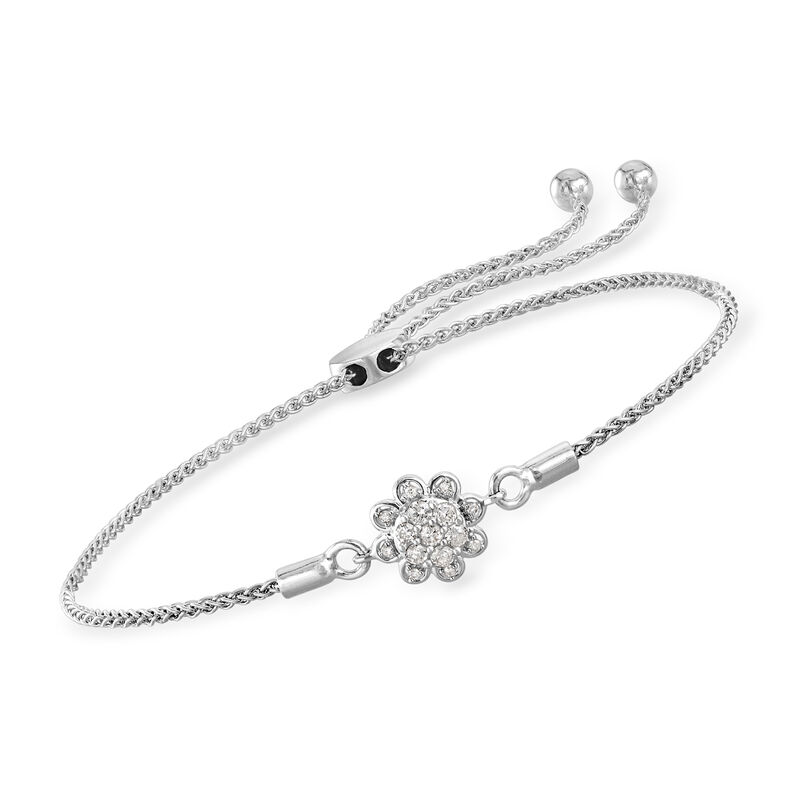 .14 ct. t.w. Diamond Flower Bolo Bracelet in 14kt White Gold image number 0