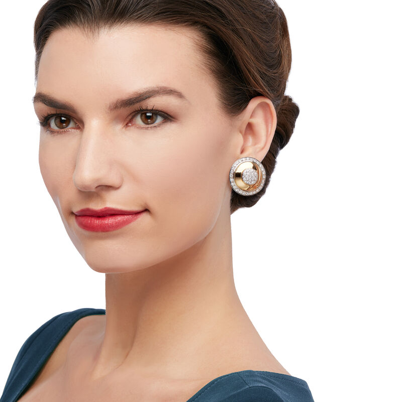 C. 1980 Vintage 4.00 ct. t.w. Diamond Shield Clip-On Earrings in 14kt Yellow Gold image number 1