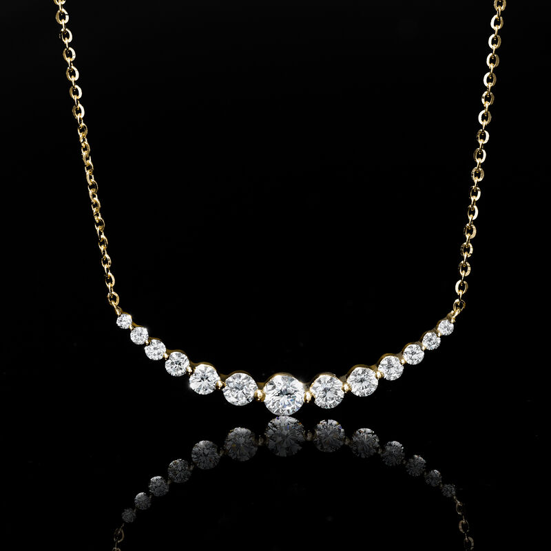1.00 ct. t.w. Lab-Grown Diamond Curved Bar Necklace in 14kt Yellow Gold. 16&quot; image number 2