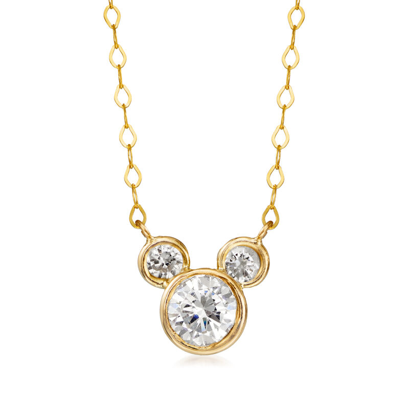 Child's Disney .80 ct. t.w. CZ Mickey Mouse Necklace in 14kt Yellow Gold image number 0