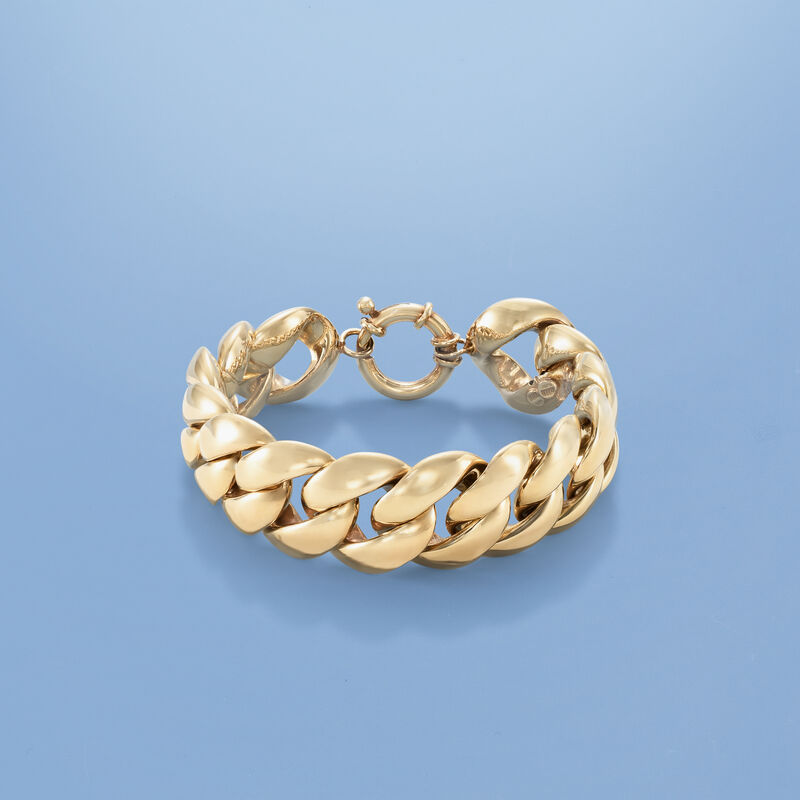 Italian 14kt Yellow Gold Round Link Bracelet image number 2