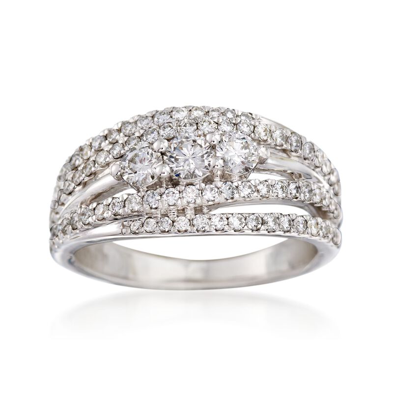 1.00 ct. t.w. Diamond Multi-Row Ring in 14kt White Gold image number 0