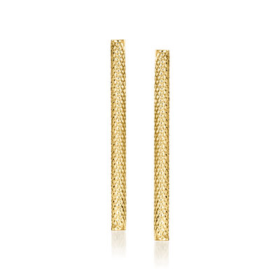 Italian 14kt Yellow Gold Textured Linear Drop Earrings