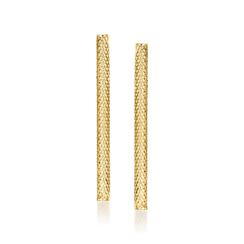 Italian 14kt Yellow Gold Textured Linear Drop Earrings image number 0