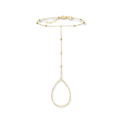 14kt Yellow Gold Beaded Hand Chain Bracelet