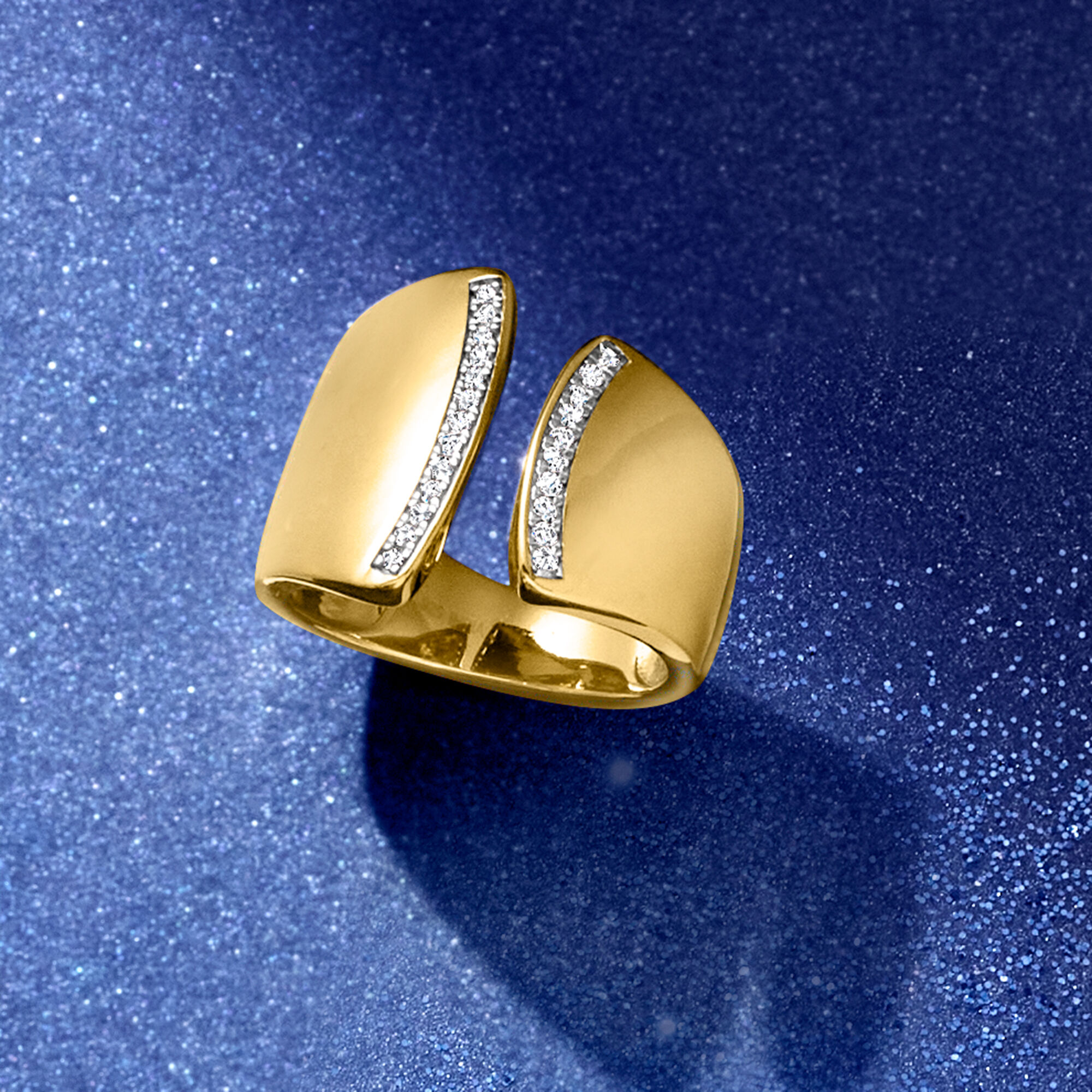 .15 ct. t.w. Diamond Asymmetrical Ring in 18kt Gold Over Sterling