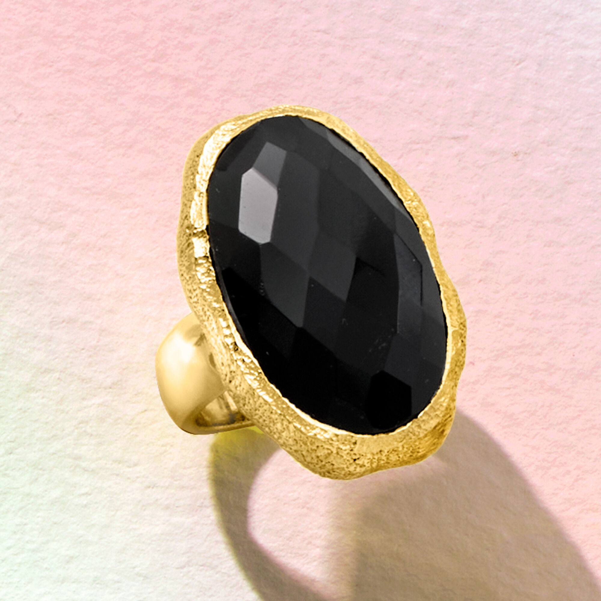 Onyx Ring in 18kt Gold Over Sterling