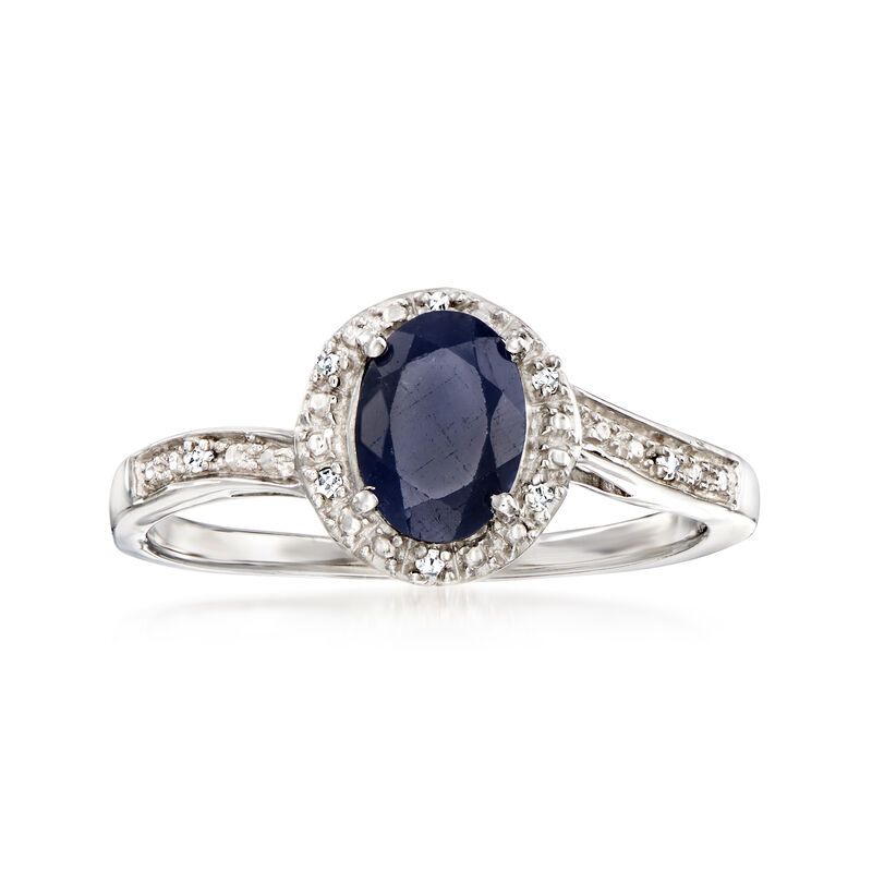 1.00 Carat Sapphire Ring with Diamonds in Sterling Silver image number 0