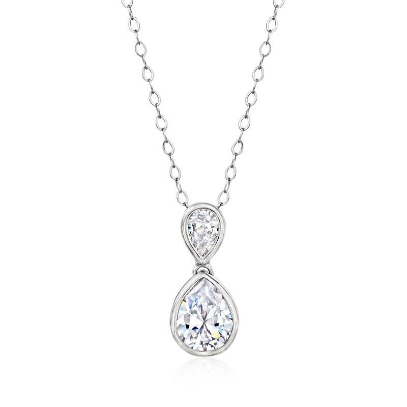 3.70 ct. t.w. CZ Jewelry Set: Drop Earrings and Pendant Necklace in Sterling Silver. 16&quot; image number 2
