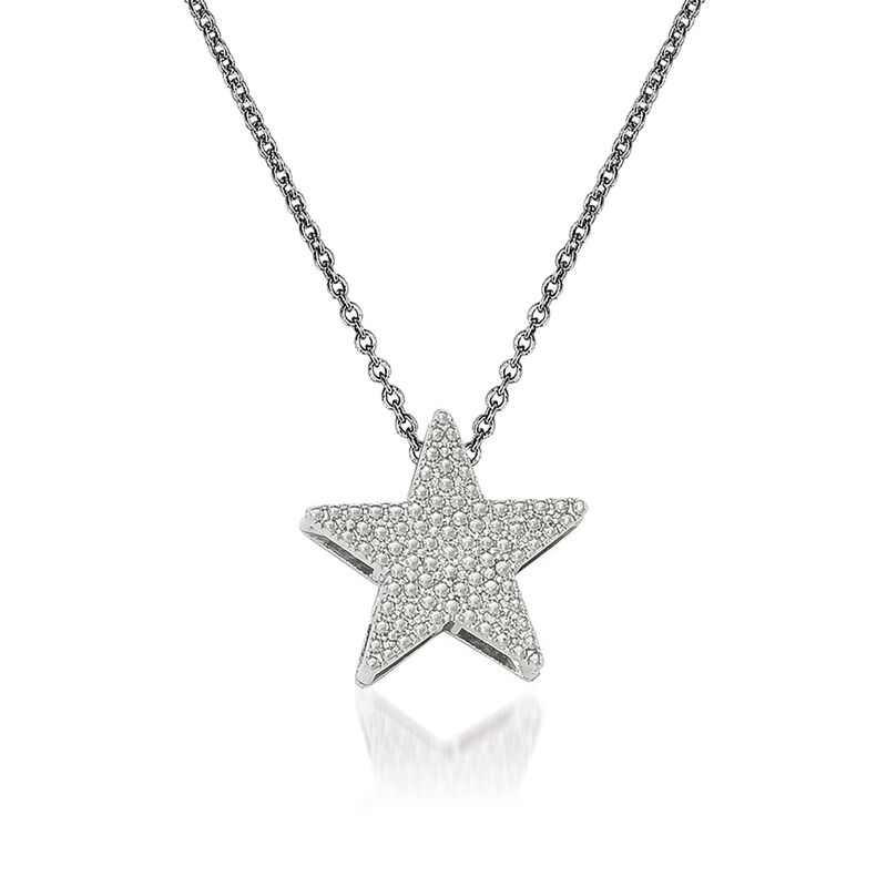 14kt White Gold Star Pendant Necklace image number 0