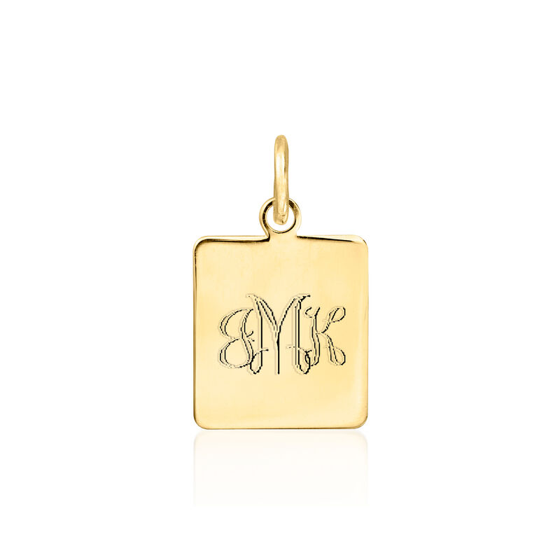 Monogram - Italian 14kt Yellow Gold Personalized Square Tag Pendant image number 1