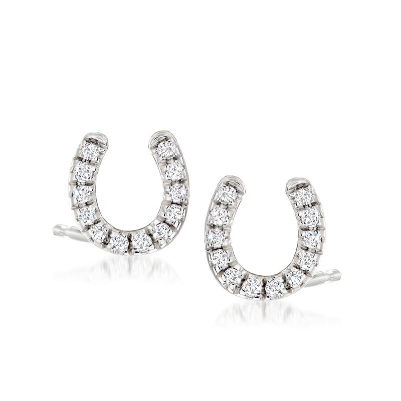 .10 ct. t.w. Diamond Horseshoe Stud Earrings in Sterling Silver  image number 0