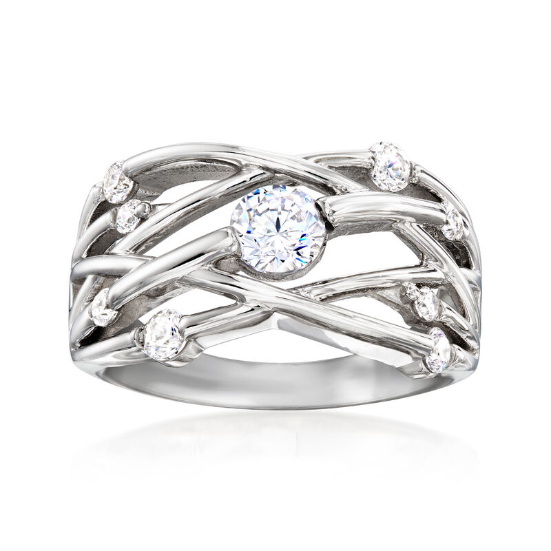 .80 ct. t.w. CZ Highway Ring in Sterling Silver image number 0