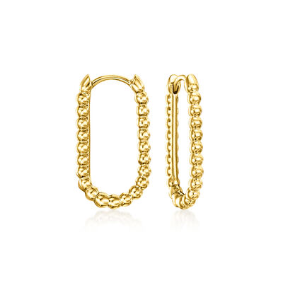 Gabriel Designs 14kt Yellow Gold Beaded Oval Hoop Earrings