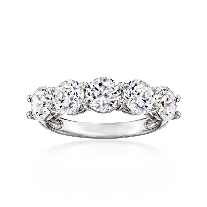 3.10 ct. t.w. CZ Five-Stone Ring in Sterling Silver image number 0