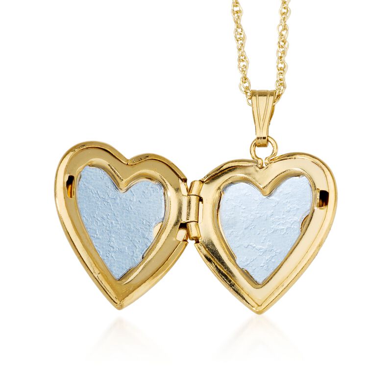 14kt Yellow Gold Engraved Heart Locket Necklace image number 2