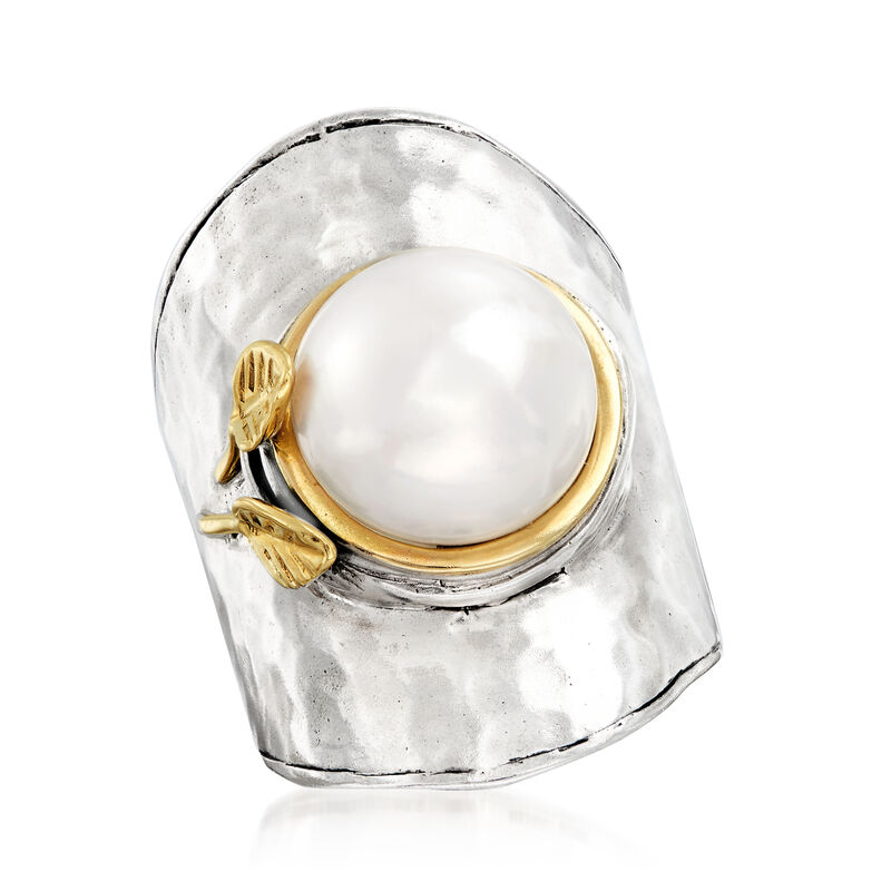 11-12mm Cultured Pearl Ring in Sterling Silver and 14kt Yellow Gold image number 3