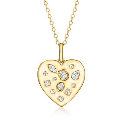 .50 ct. t.w. Lab-Grown Diamond Heart Pendant Necklace in 18kt Gold Over Sterling