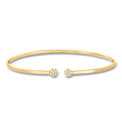 Italian .10 ct. t.w. Diamond Circle Cuff Bracelet in 14kt Yellow Gold