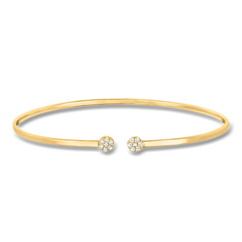 Italian .10 ct. t.w. Diamond Circle Cuff Bracelet in 14kt Yellow Gold. 7.5" image number 0