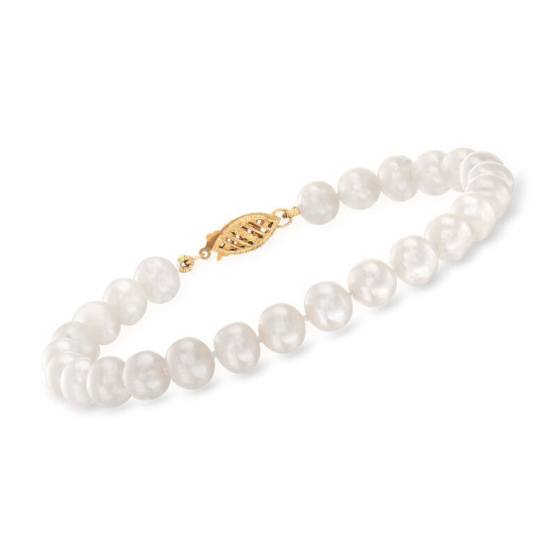 6-6.5mm Cultured Pearl Bracelet with 14kt Yellow Gold Clasp image number 0