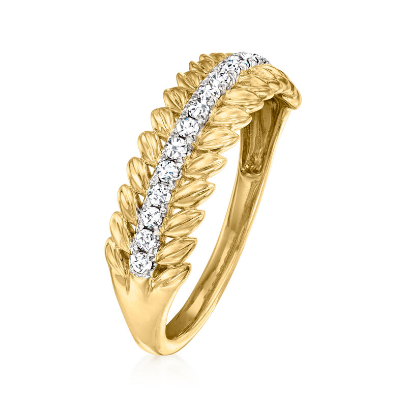 .20 ct. t.w. Diamond Leaf Ring in 18kt Gold Over Sterling image number 2