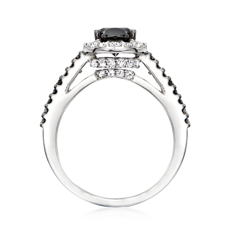 1.50 ct. t.w. Black and White Diamond Halo Ring in Sterling Silver image number 3