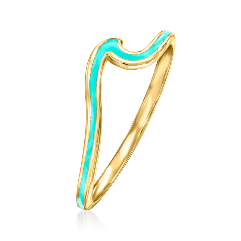 Turquoise Enamel Wave Ring in 14kt Yellow Gold image number 2