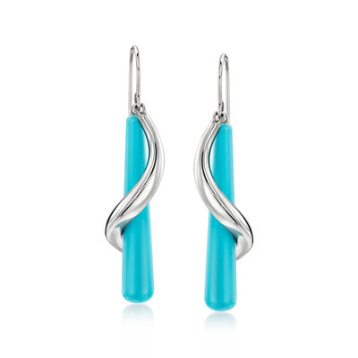 Turquoise Spiral Drop Earrings in Sterling Silver