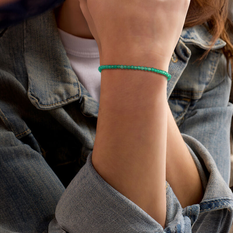 Green Chalcedony Bead Bracelet in 18kt Gold Over Sterling image number 1