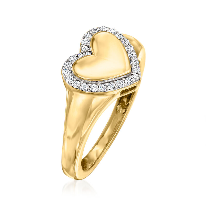 .15 ct. t.w. Diamond Heart Signet Ring in 14kt Yellow Gold image number 2