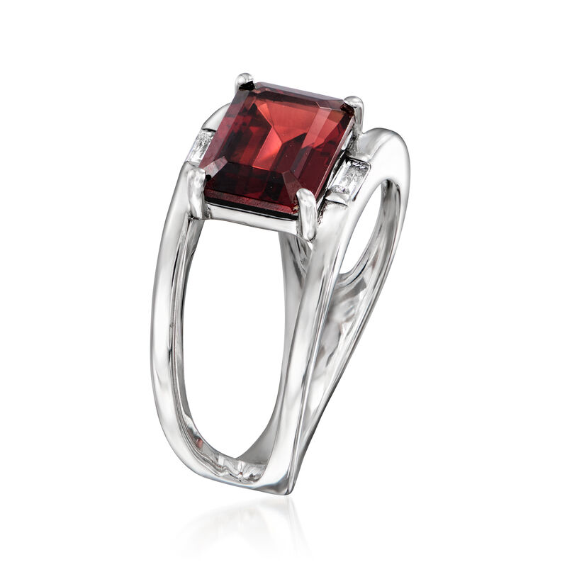 2.90 Carat Garnet and .40 ct. t.w. White Topaz Open-Space Ring in Sterling Silver image number 2