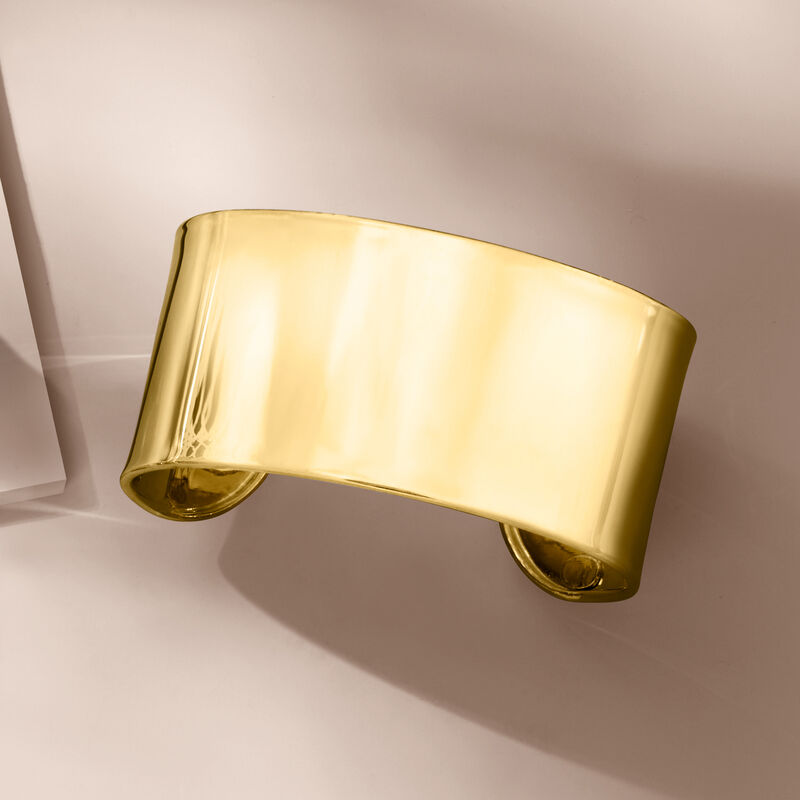 Italian 14kt Yellow Gold Wide Cuff Bracelet image number 5