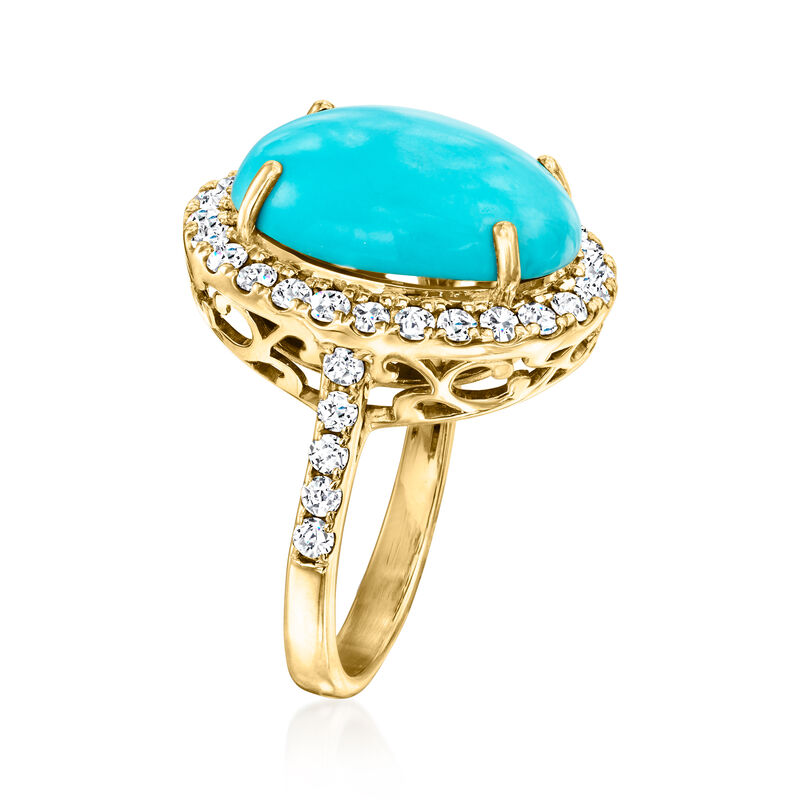 C. 2023 Vintage Effy Turquoise Ring with .88 ct. t.w. Diamonds in 14kt Yellow Gold image number 2