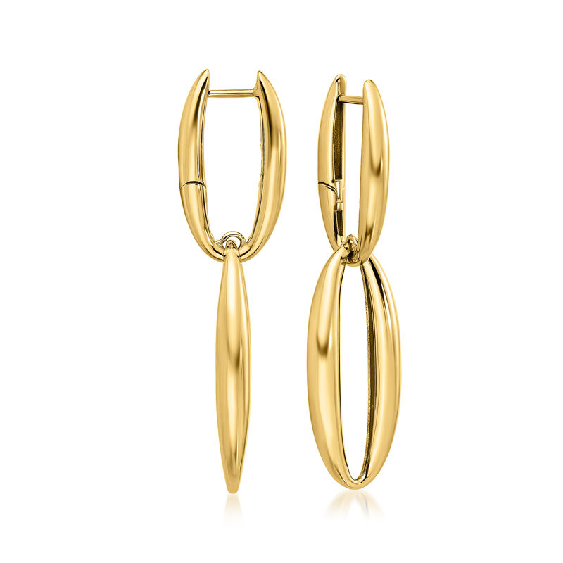 Italian 14kt Yellow Gold Oval-Link Hoop Drop Earrings  image number 2