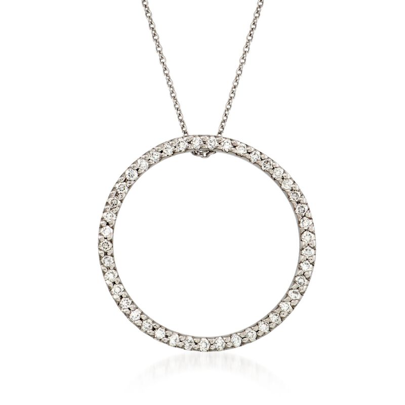 Roberto Coin .51 ct. t.w. Circle of Life Diamond Pendant Necklace in 18kt White Gold. 16&quot; image number 0